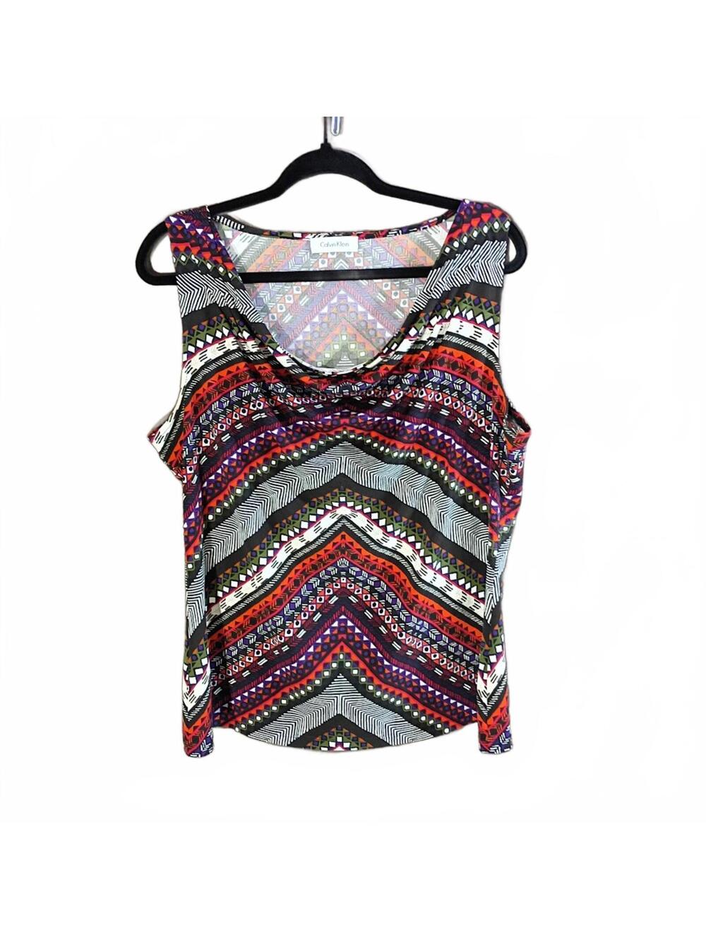 Calvin Klein Sleeveless Multicolor Geometric Print Top Size XL